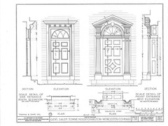 Federal style wood house, Traditional Colonial home, architectural blueprints