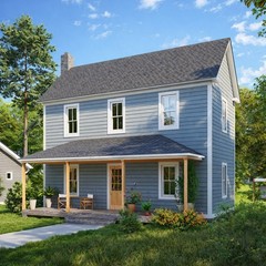 16×32 Farmhouse Plans – 2 Story Country Cottage Home Design
