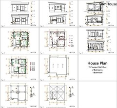 Small Home Plan 7×7 Meter 24×24 Feet 2 Bedrooms Shed Roof (A4 Hard Copy)
