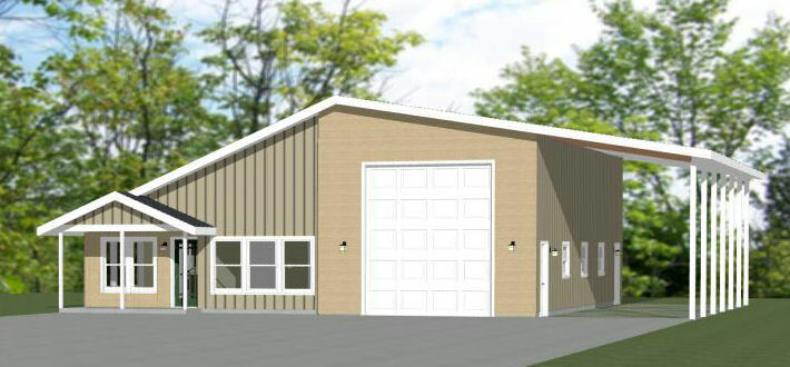 46×48 House – 2 Bedroom 2 Bath 1 RV – 1,157 sqft – PDF Floor Plan – Model 1C