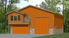 40×42 Apartment with 2-Car 1-RV Garage – PDF FloorPlan – 1,153 sqft – Model 1D