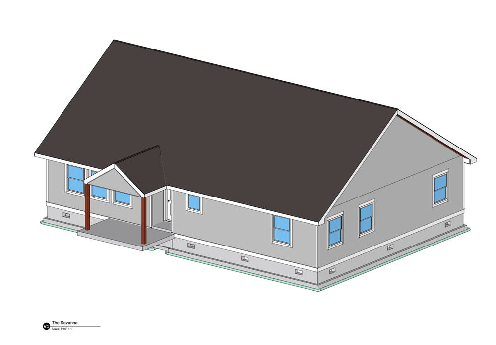 Floor Plans for a 52’x36′ Home, Single Level, 2 Beds, 2.5 Baths