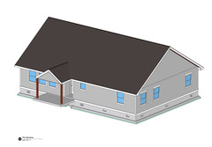 Floor Plans for a 52’x36′ Home, Single Level, 2 Beds, 2.5 Baths