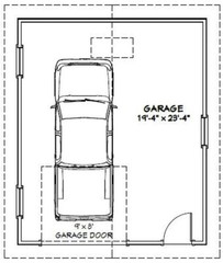 20×24 1-Car Garage — 480 sqft — 9ft Walls — PDF Floor Plan — Model 3