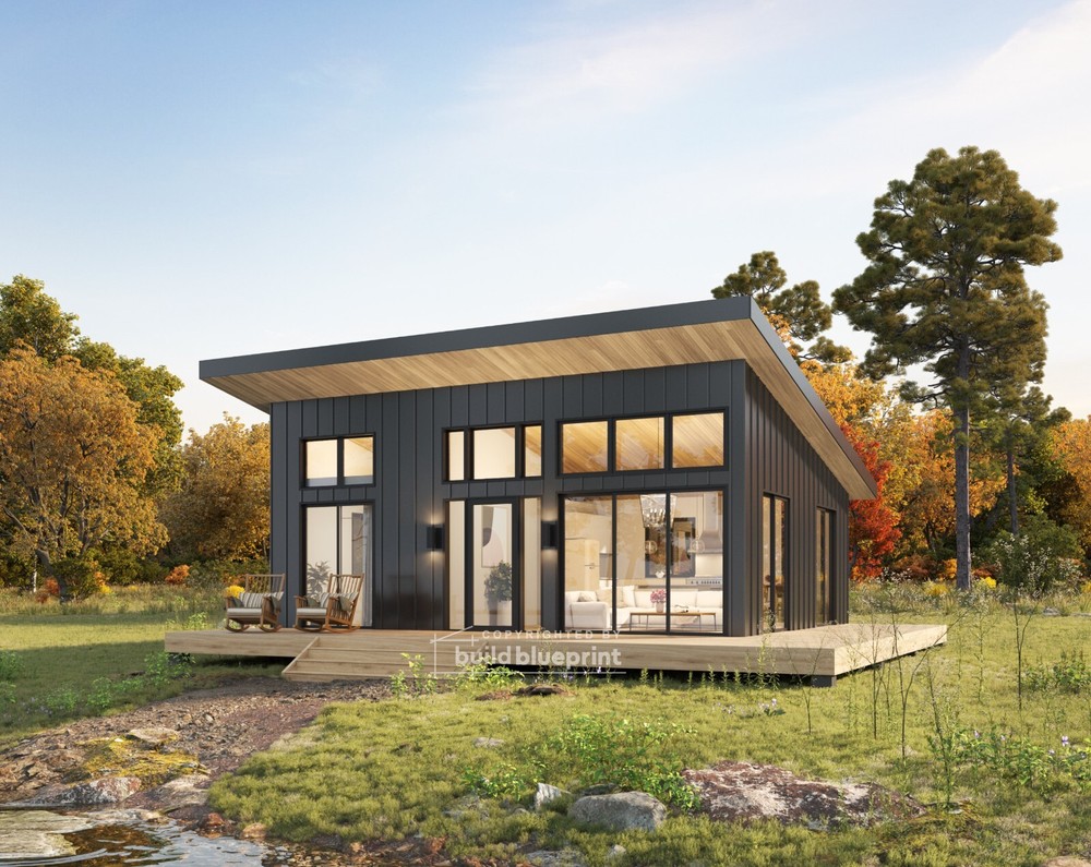 22×28 Lean Modern Cabin Custom Architectural Plans 616SF – PDF Download