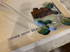 Architectural Garage Entry Study Rendering Hand Colored Site Plan 24×30