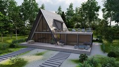 63’x59’ 3 Beds, 2.5 Baths Cozy A-Frame House Architectural Plans PDF Download.