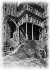 Charming narrow city lot Victorian Romanesque style home, architectural plans