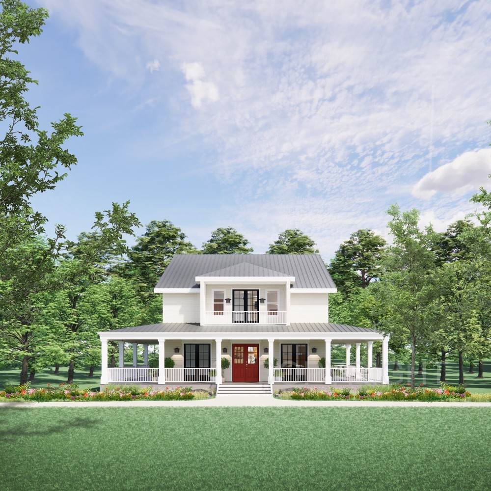 Custom Farmhouse Plan 3 bed 3.5 bath (51’x48′) Custom House Plans and Blueprint