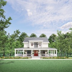 Custom Farmhouse Plan 3 bed 3.5 bath (51’x48′) Custom House Plans and Blueprint