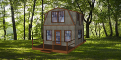 Small Cabin 16ft x 16ft 2 floors Gambrel Roof Build plans, lumber list -PDF