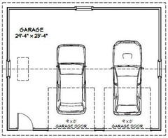 30×24 2-Car Garage — 720 sqft — PDF Floor Plan — Model 1