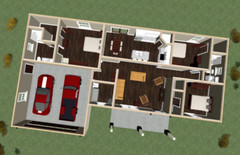 Ranch House Plans 1614 SF 3 Bed 2 Bath Split BR – #1211 Open Floor (Blueprints)