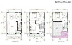 Small House Design 5.5×8 Meter 18×26 Feet 3 Beds 4 Baths Gable Roof A4 Hard Copy
