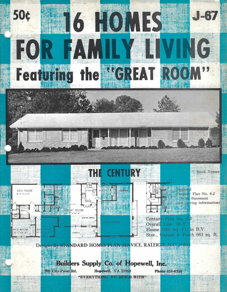 VTG 1970s ’16 HOMES FOR FAMILY LIVING-GREAT ROOM’ CATALOG OF HOUSE PLANS/LAYOUTS