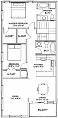 60×44 Apartment with 2-Car 2-RV Garage – PDF FloorPlan – 1,415 sqft – Model 1B