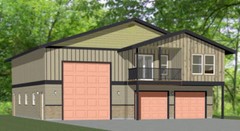44×48 Apartment with 2-Car 1-RV Garage – PDF FloorPlan – 1,645 sqft – Model 1I