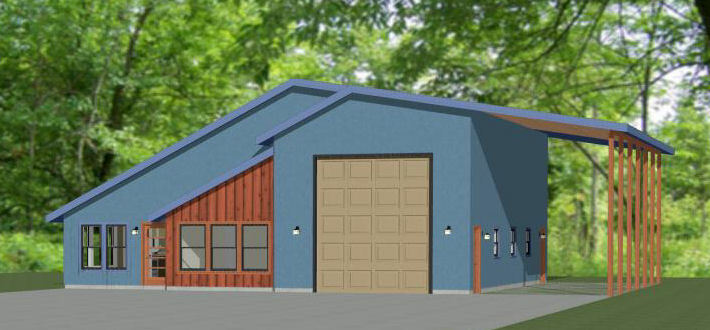 46×48 House – 3 Bedroom 2 Bath 1 RV – 1,157 sqft – PDF Floor Plan – Model 3A