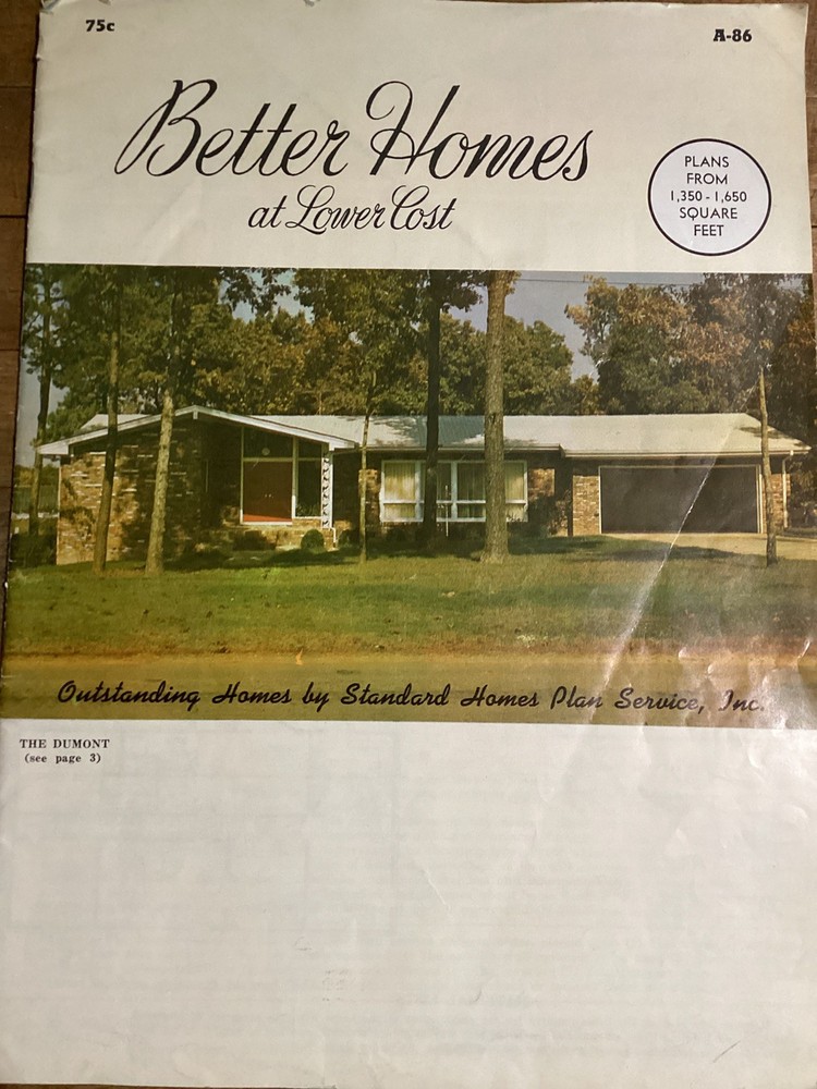 Vintage : HOUSE PLANS “Better Homes At Lower Cost” A-86 UNITED STATES