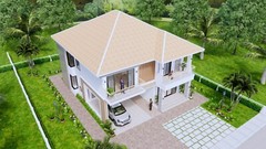 36×40 Feet House Design Plan 11×12 Meter 4 Beds 5 Baths Hip Roof (A4 Hard Copy)