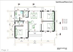 House Plan 12×8 Meter 40×27 Feet 3 Beds 2 Baths Hip Roof PDF (A4 Hard Copy)