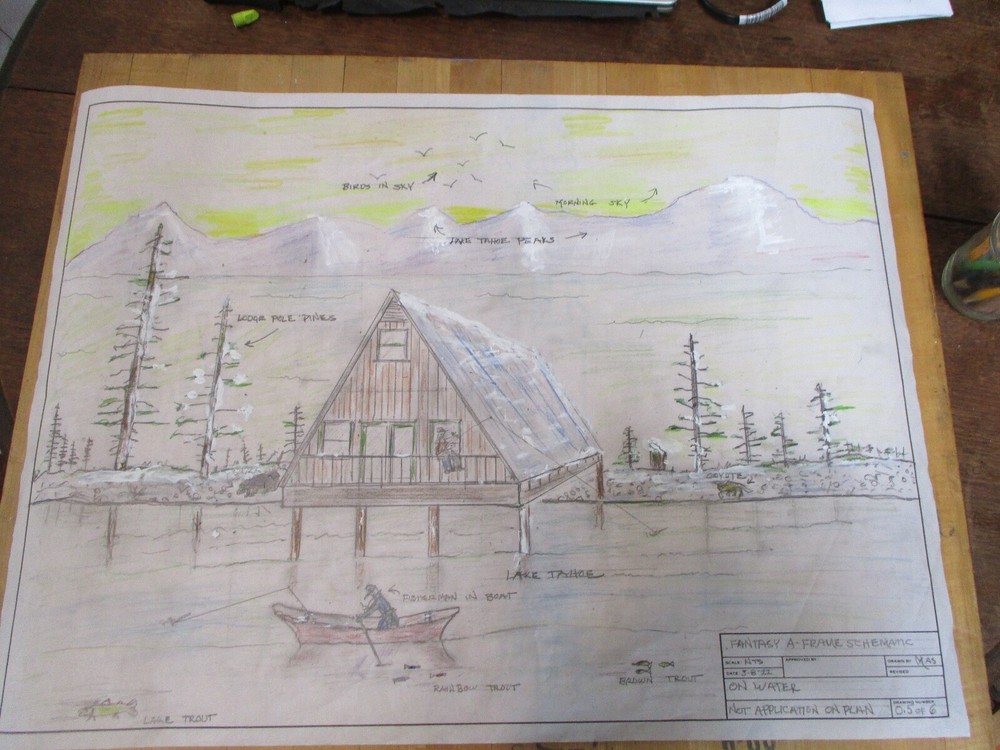 A-FRAME CABIN PLANS HAND-DRAWN ARCHITECTURAL COPIES 1200 SQ FT. CHEF’S KITCHEN