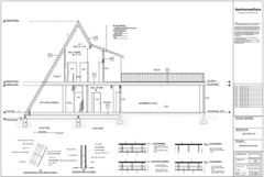 63’x59’ 3 Beds, 2.5 Baths Cozy A-Frame House Architectural Plans PDF Download.