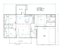 Ranch House Plans 1643 SF 3 Bed 2 Bath Open Floor Split BR (Blueprints) #1008