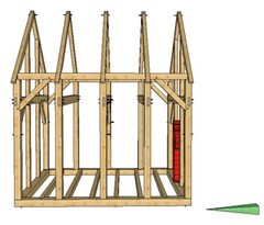 Timber Frame Shed Plans size 12′ x 14′ two doors, printed plans on 8 1/2×11 new
