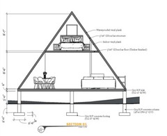 Modern A-Frame Cabin House Plan With 3D Images And PDF For Blueprint Plans