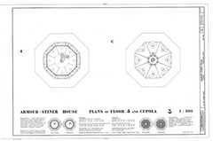 Victorian Octagon house plan, many bedrooms, porch, architectural PRINTED PLANS