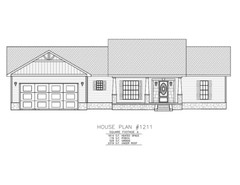 Ranch House Plans 1614 SF 3 Bed 2 Bath Split BR – #1211 Open Floor (Blueprints)