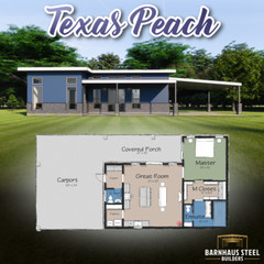 Texas Peach Modern Barndominium: 1 Bedroom / 1. Baths 1,182 SF Design Blueprints