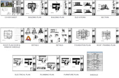 34’x28’ 1 Bedroom, 1 Bath Cozy A-Frame Cabin Architectural Plans PDF Download.