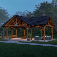 Timber Frame Pavilion Plans-Backyard Pavilion design with Gable Roof