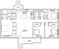 60×30 House — 4 bedroom 3 Bath — 1,800 sqft — PDF Floor Plan — Model 4D