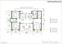 House Plans 13×7.5 Meter 43×25 Feet 3 Beds 2 Baths Shed Roof (A4 Hard Copy)
