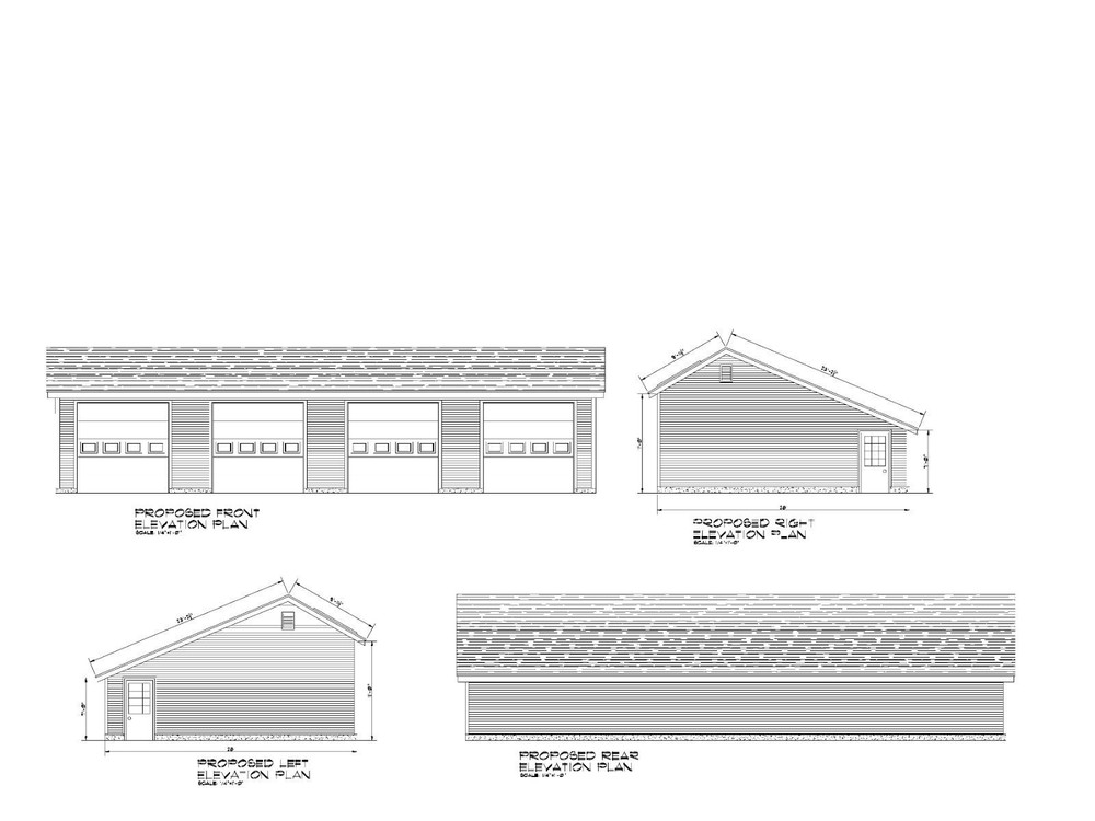 28′ x 60′ 60’X28′ SALT BOX 4 CAR GARAGE PLANS POLE BARN GARAGE PLAN 20-2860-SB-1