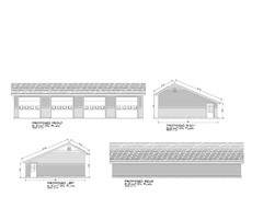 28′ x 60′ 60’X28′ SALT BOX 4 CAR GARAGE PLANS POLE BARN GARAGE PLAN 20-2860-SB-1