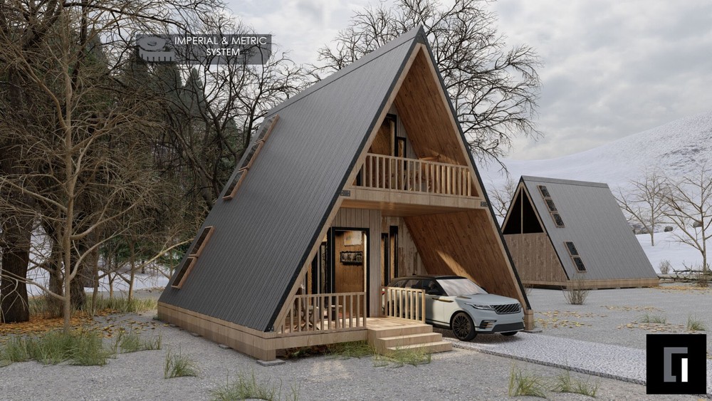 800SF Tiny House Cabin Plans – Blueprints – Modern, Bathroom and Loft
