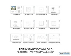 24′ x 24′ Two Car ADU Garage Loft Architectural Plans – PDF Download