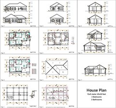 49×30 Feet House Design Plan 15×9 Meter 3 Beds 3 Baths Hip Roof (A4 Hard Copy)