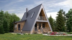 30’x47’ 2 Beds, 1 Bath A-Frame Cabin Architectural Build Plans PDF Download.