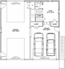 40×40 Apartment with 2-Car 1-RV Garage – PDF FloorPlan – 1,004 sqft – Model 1B