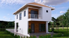 22.5×33 Feet Small House Plan 6.9×10 Meter 2 Beds 3 Bath Hip Roof (A4 Hard Copy)