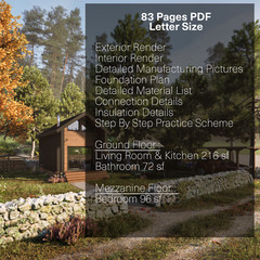 Tiny House Plan, 12×28 House Plans, Modern Cabin House Plans, Hard Copy