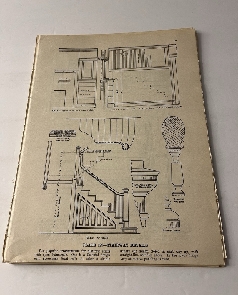 Original 1912 William A. Radford Interior Construction Plates Lot of 14
