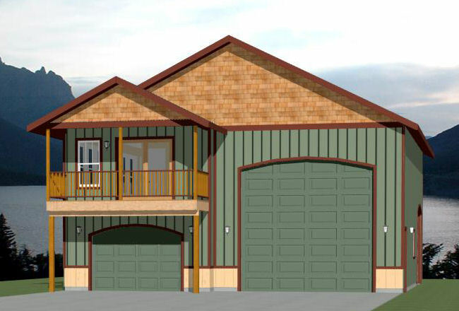 36×42 Apartment with 1-Car 1-RV Garage — PDF Floor Plan — 961 sqft — Model 2E