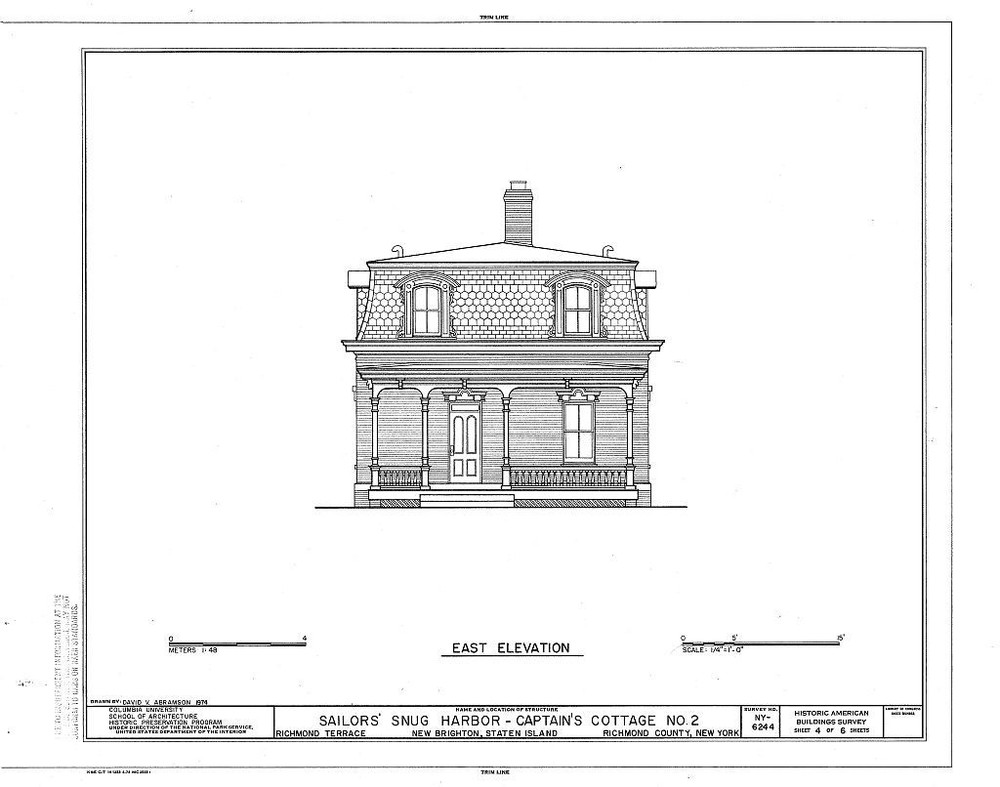 Victorian brick cottage with porches and dormers, architectural printed plans