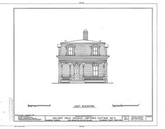 Victorian brick cottage with porches and dormers, architectural printed plans